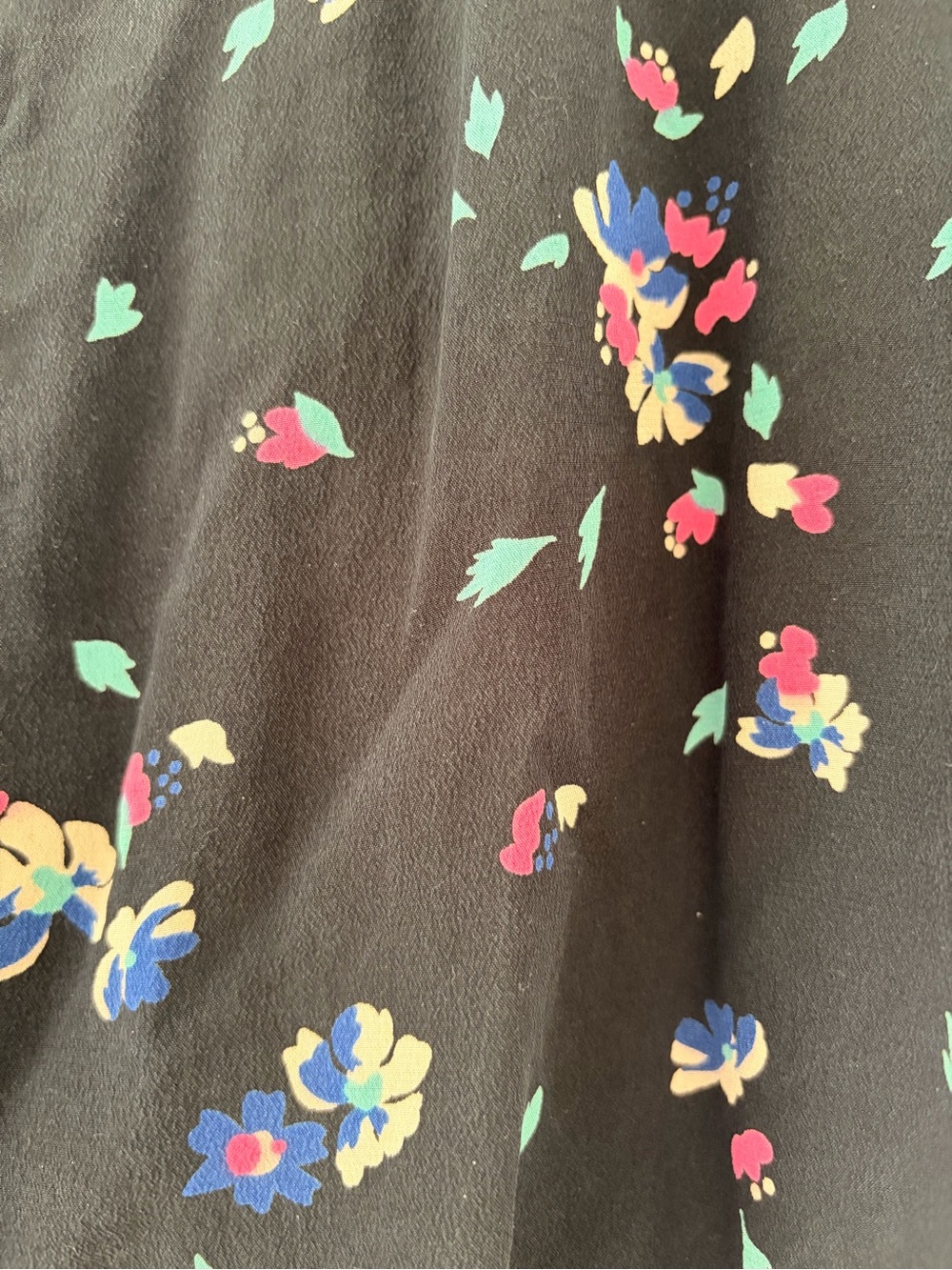 Sezane Black Floral Button-Front Shirt Dress with Pink and Blue Accents - Picture 2 of 2